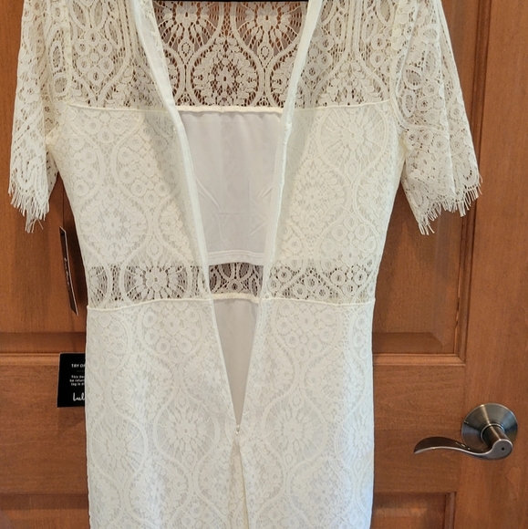 Lulus Remarkable White Sheer Lace Dress Size Small New - Picture 7 of 12
